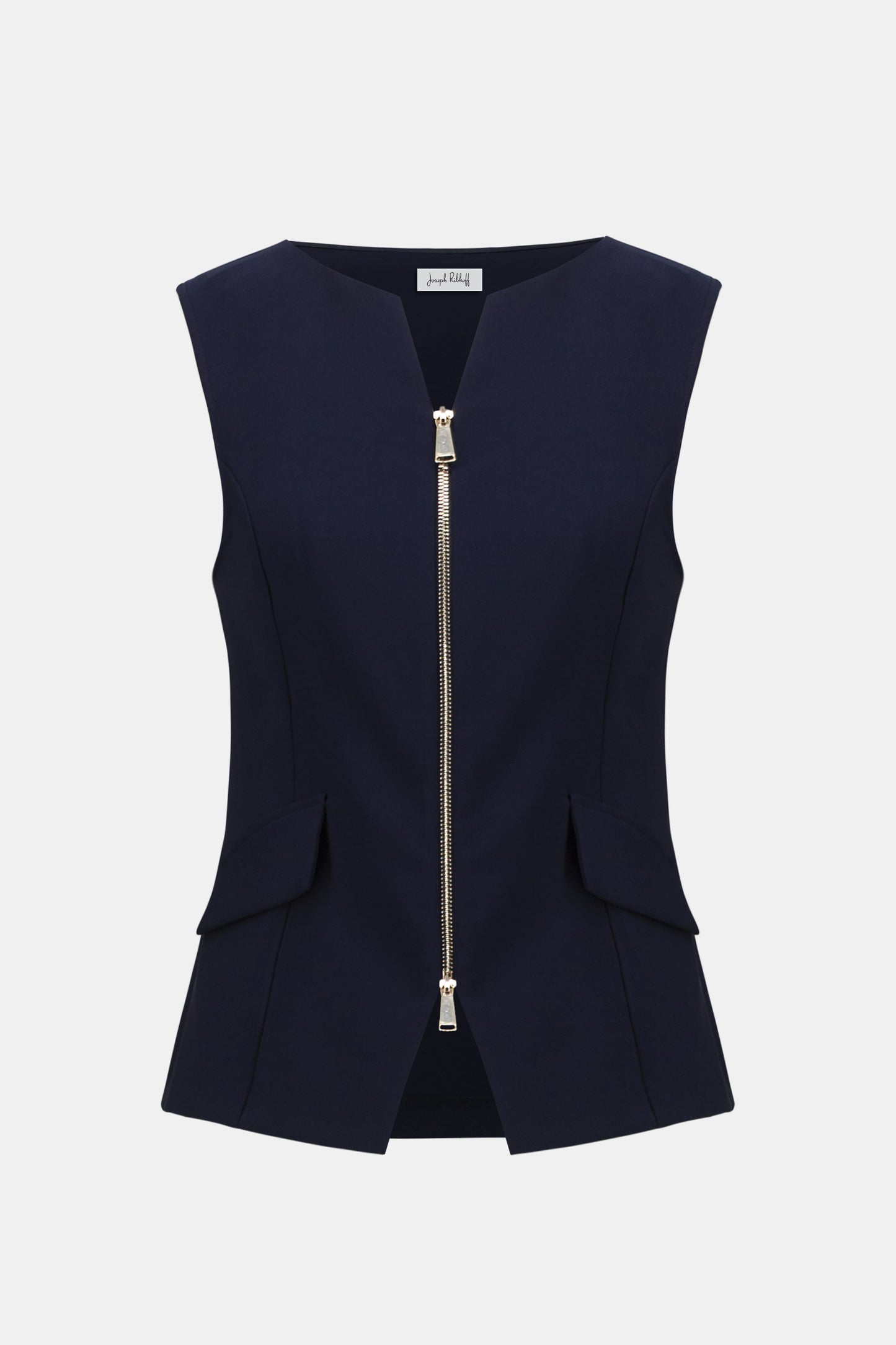 Lux Twill Fitted Vest with Front Zipper