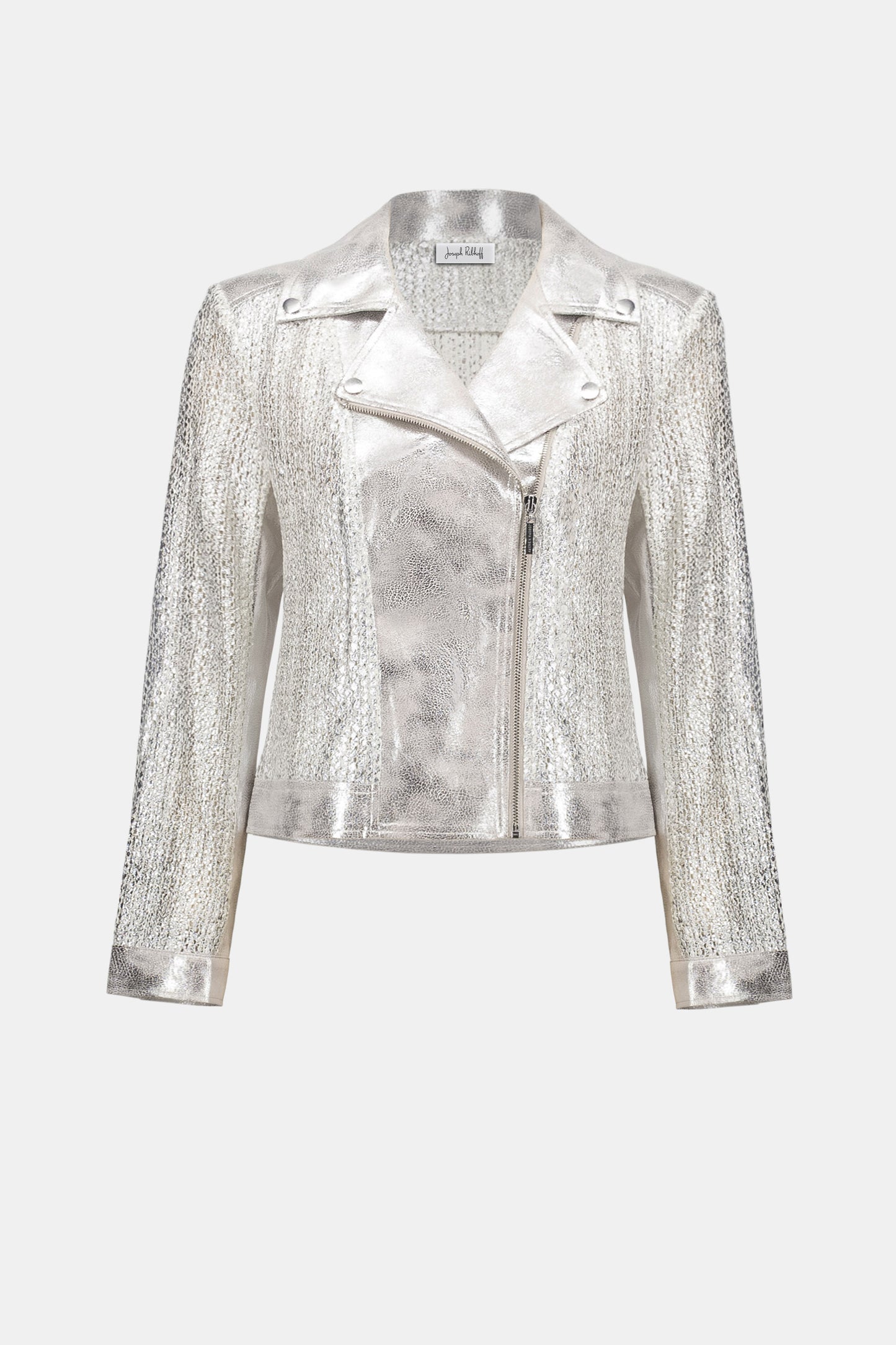 Faux Suede Foiled Knit Moto Jacket