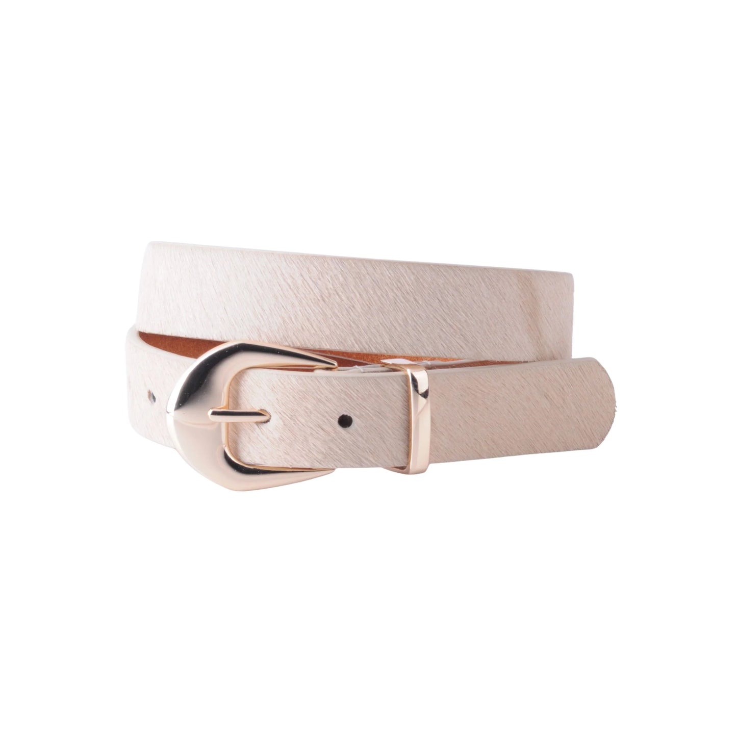 Calf Hair Belt with Thick Gold Buckle