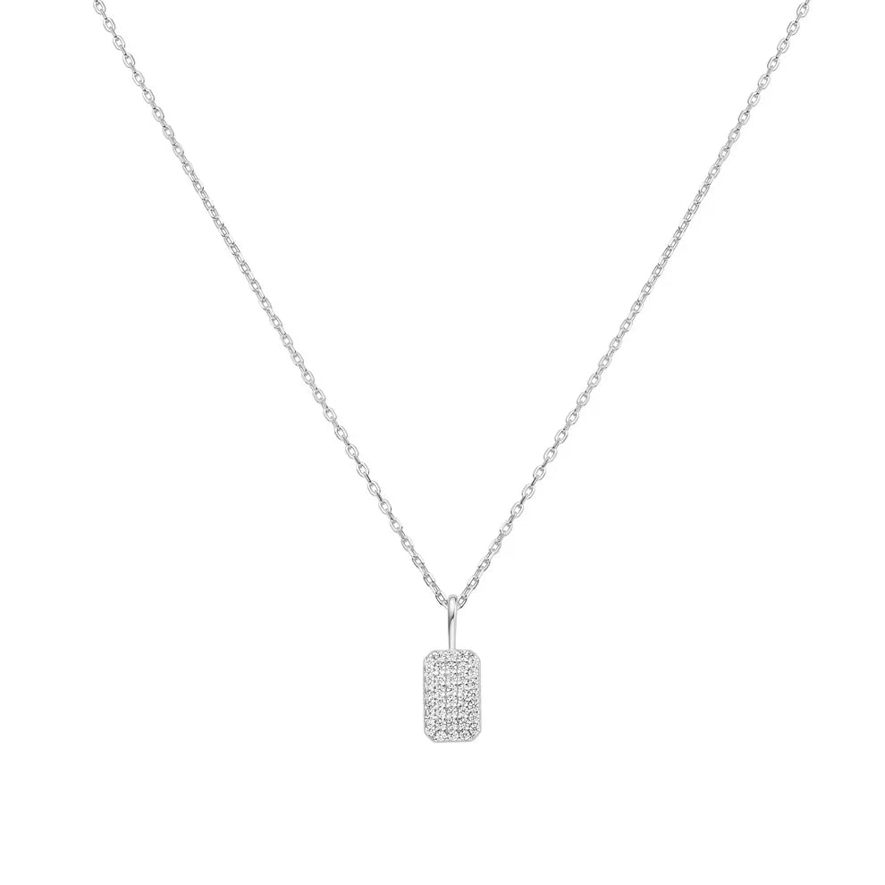 Sterling Silver Pavé Pendant Necklace