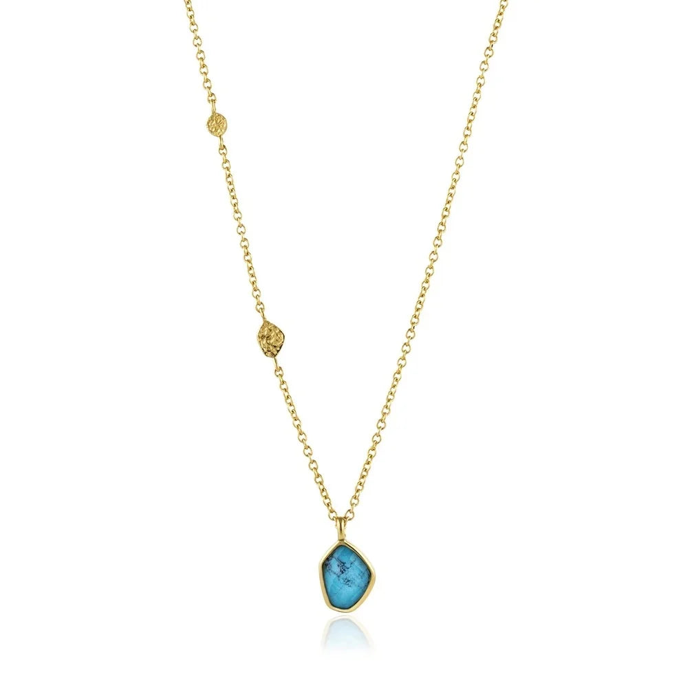 Gold Plated Turquoise Pendant Necklace