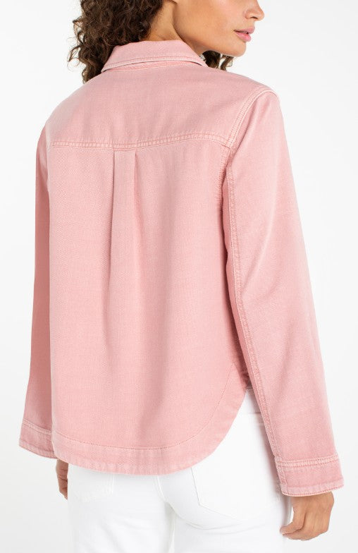High/Low Misty Blush Denim Shacket