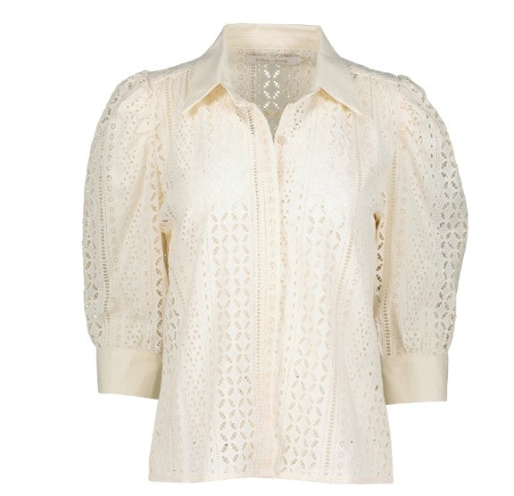 Cate Eyelet Ruched Sleeve Top