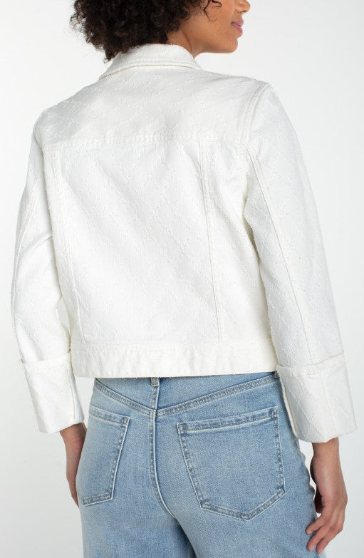 Cropped Jacket with Bracelet Length Cuffed Sleeve