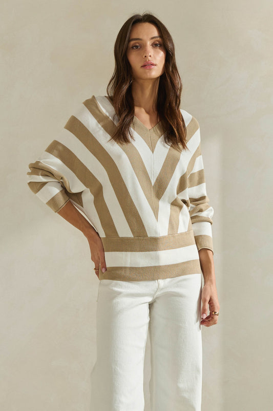 Striped Dolman Sleeve Sweater