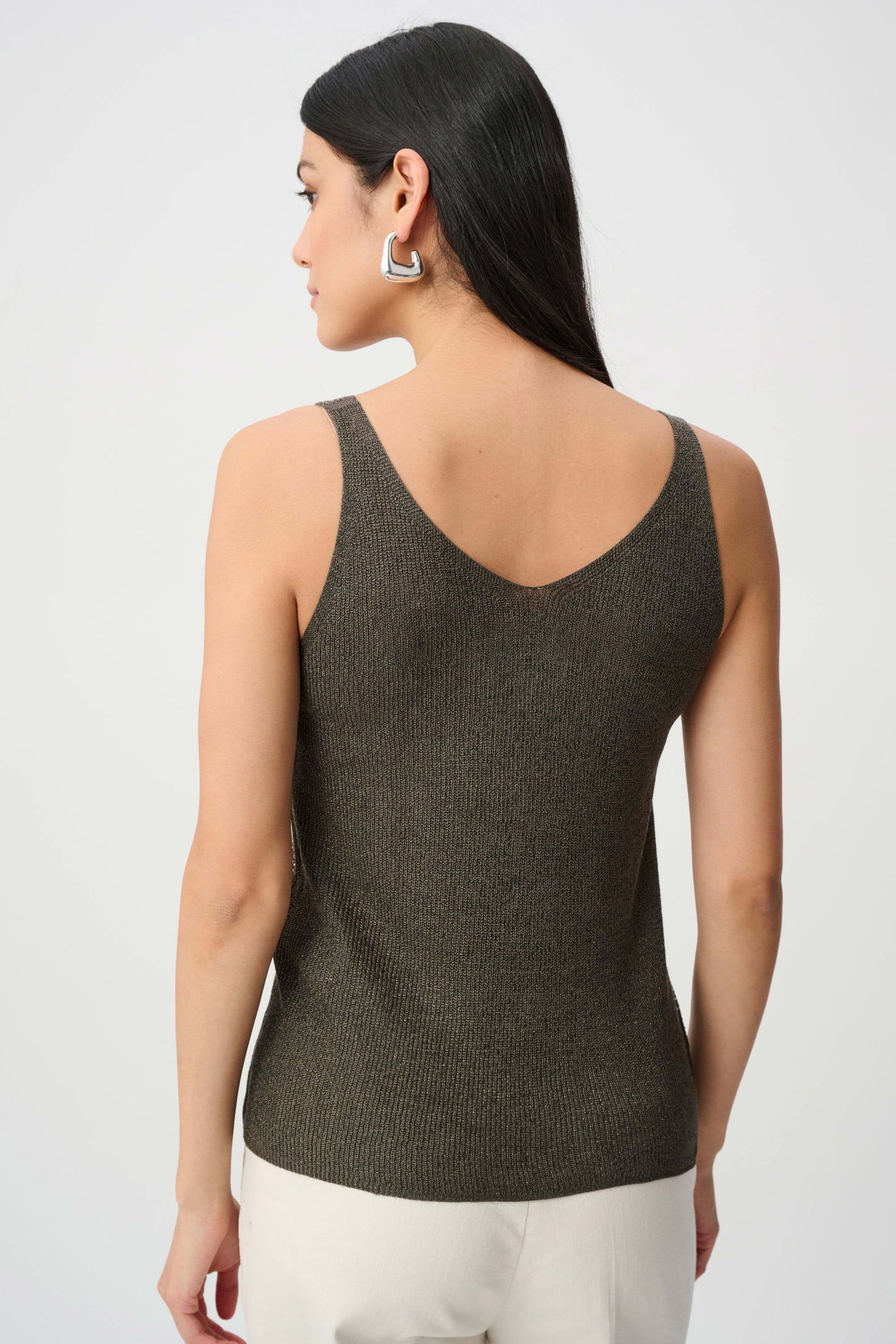Metallic Knitted Camisole with Rhinestones