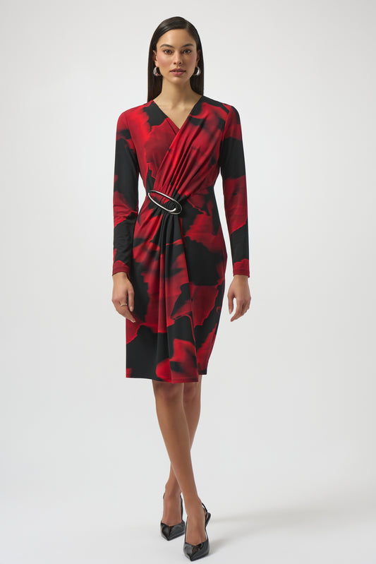 Silky Knit Abstract Print Wrap Dress