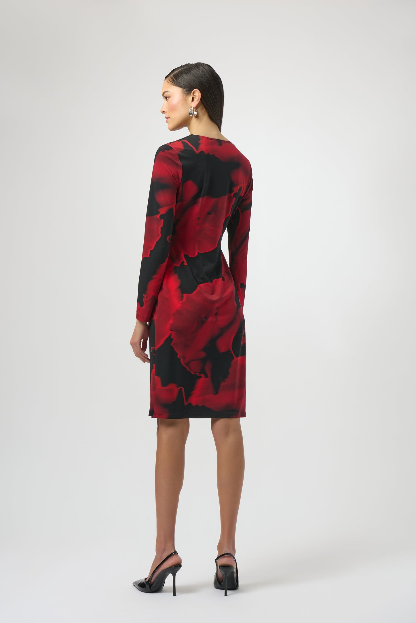 Silky Knit Abstract Print Wrap Dress