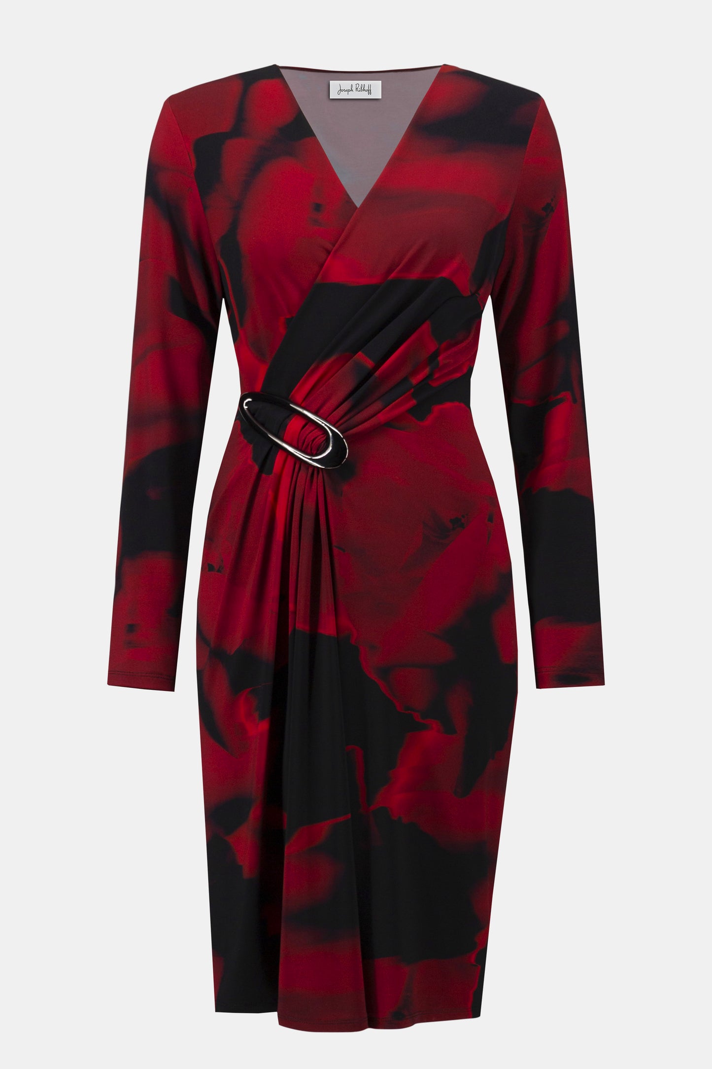 Silky Knit Abstract Print Wrap Dress