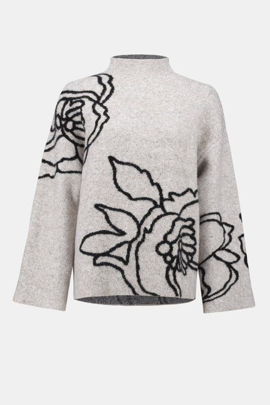 Sweater Knit Floral Print Pullover