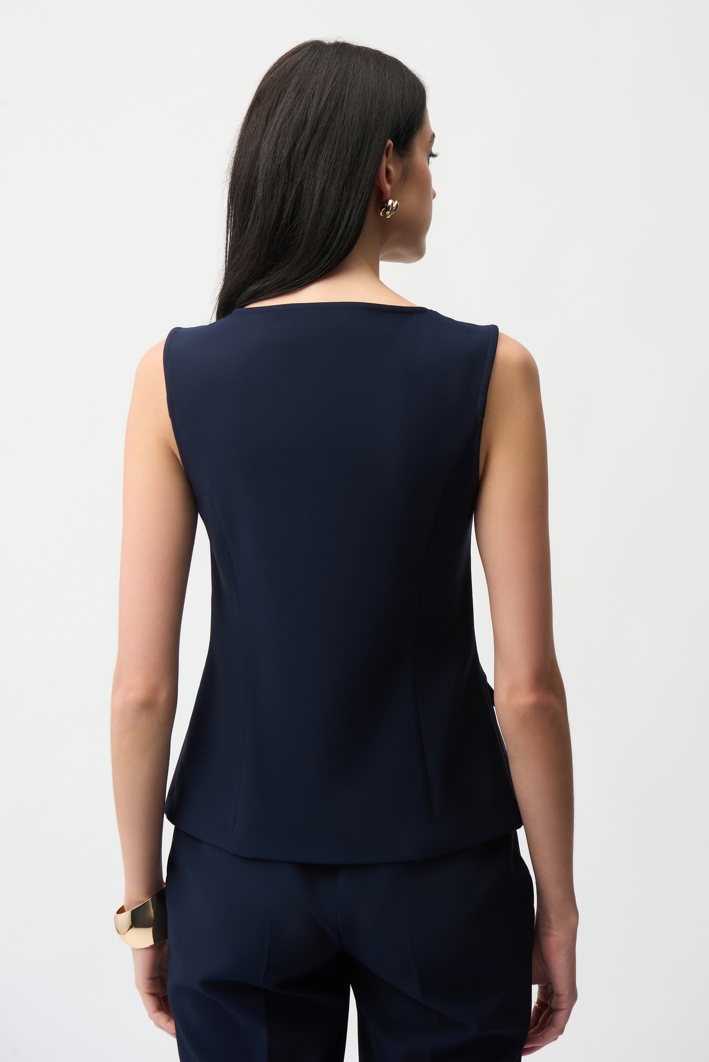 Lux Twill Fitted Vest with Front Zipper