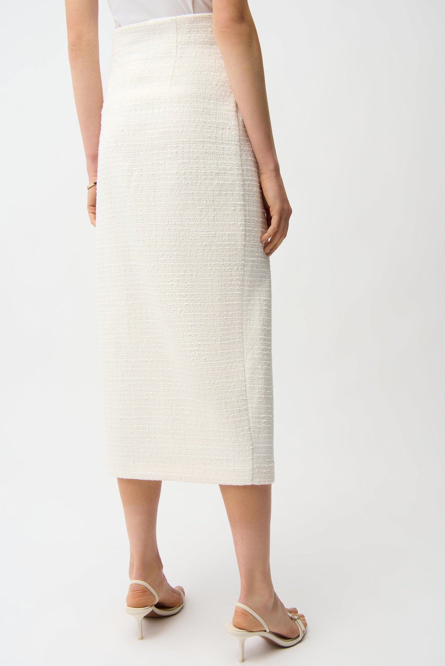 Bouclé Pencil Skirt With Gold Buttons