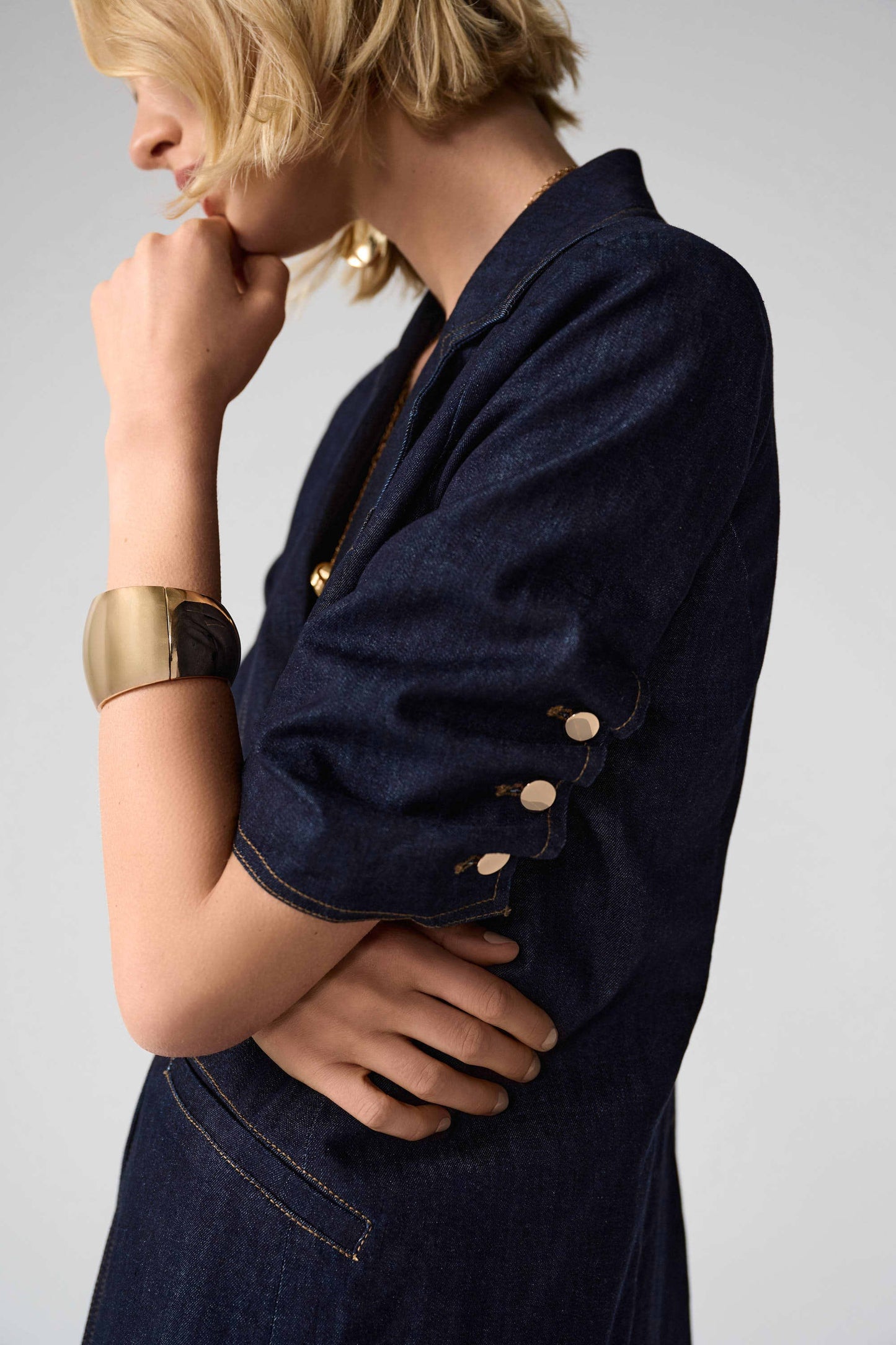 Denim Fitted Blazer