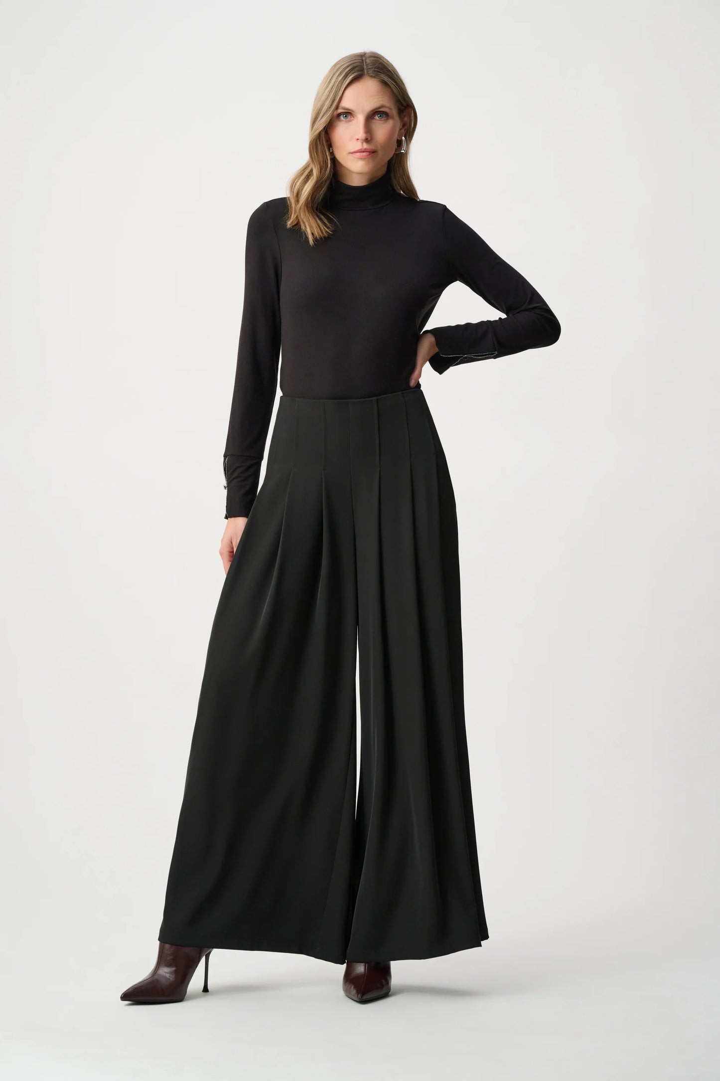 Woven Twill Wide-Leg Pants