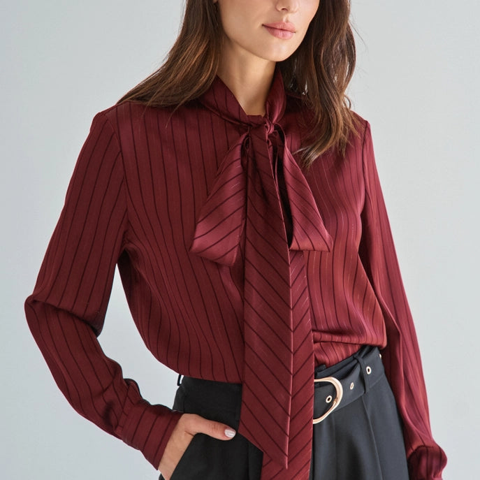 Tie Neck Satin Blouse