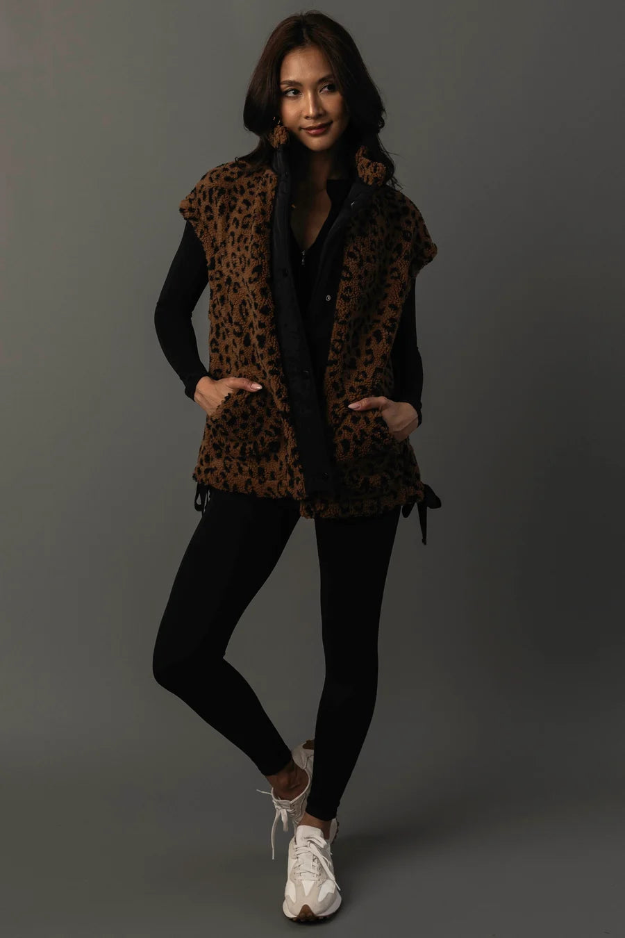 Brown & Black Leopard Fleece Vest