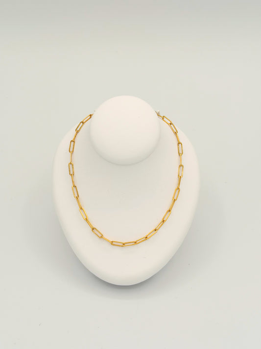 Golden Link Paperclip Chain Necklace