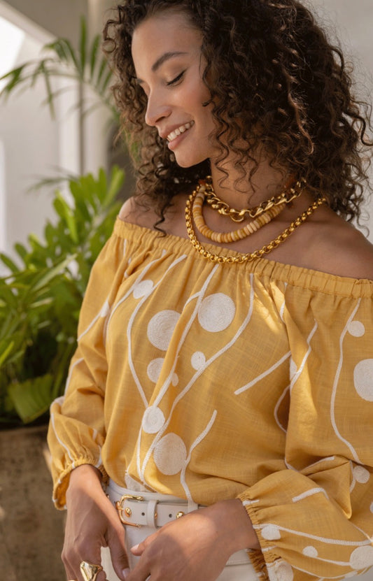 3/4 Sleeve Woven Top