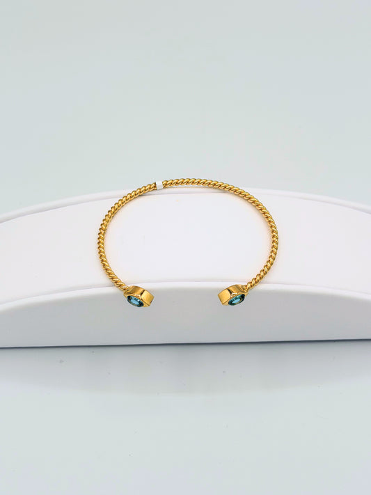 Blue Topaz Twist Cuff Bracelet