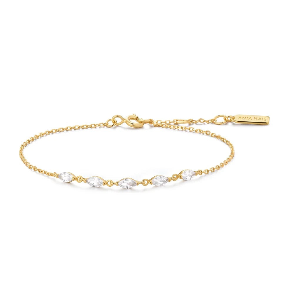 Gold Plated Quintet Marquise Bracelet