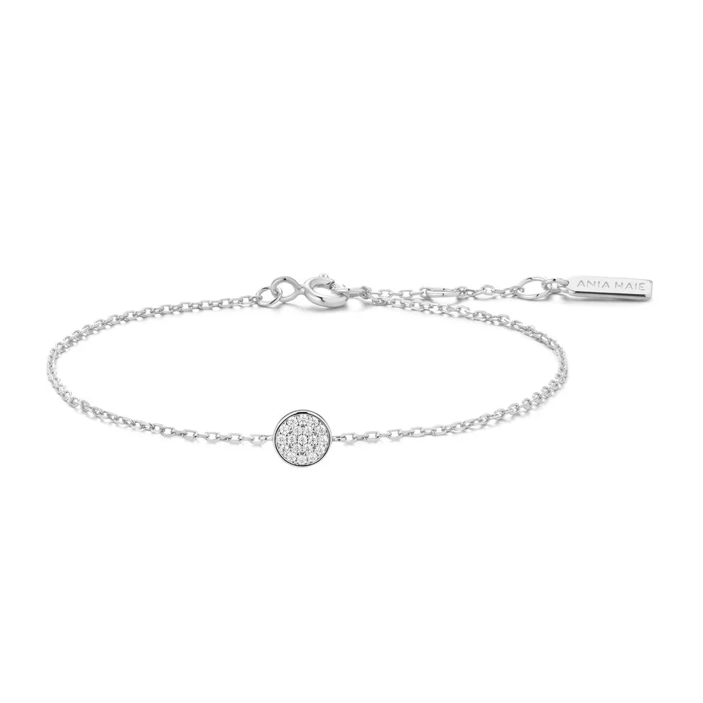 Sterling Silver Pavé Disc Bracelet