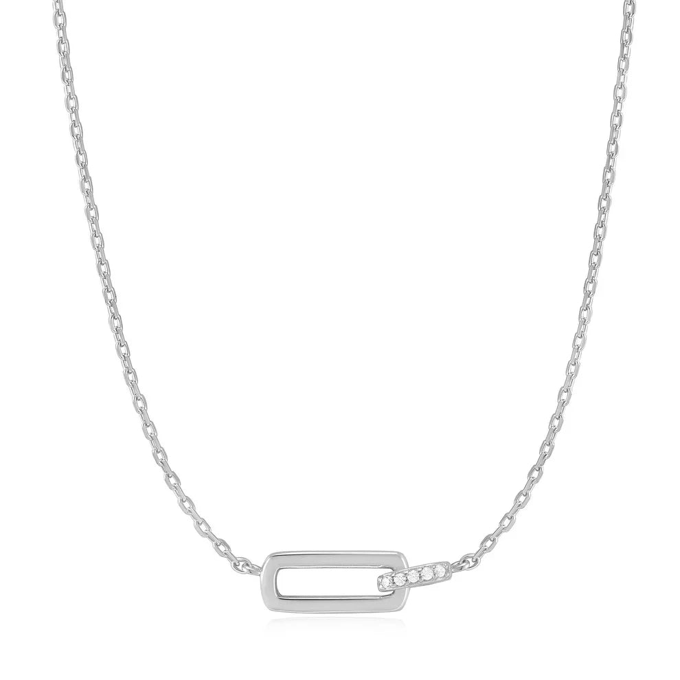 Glam Sterling Silver Interlock Necklace