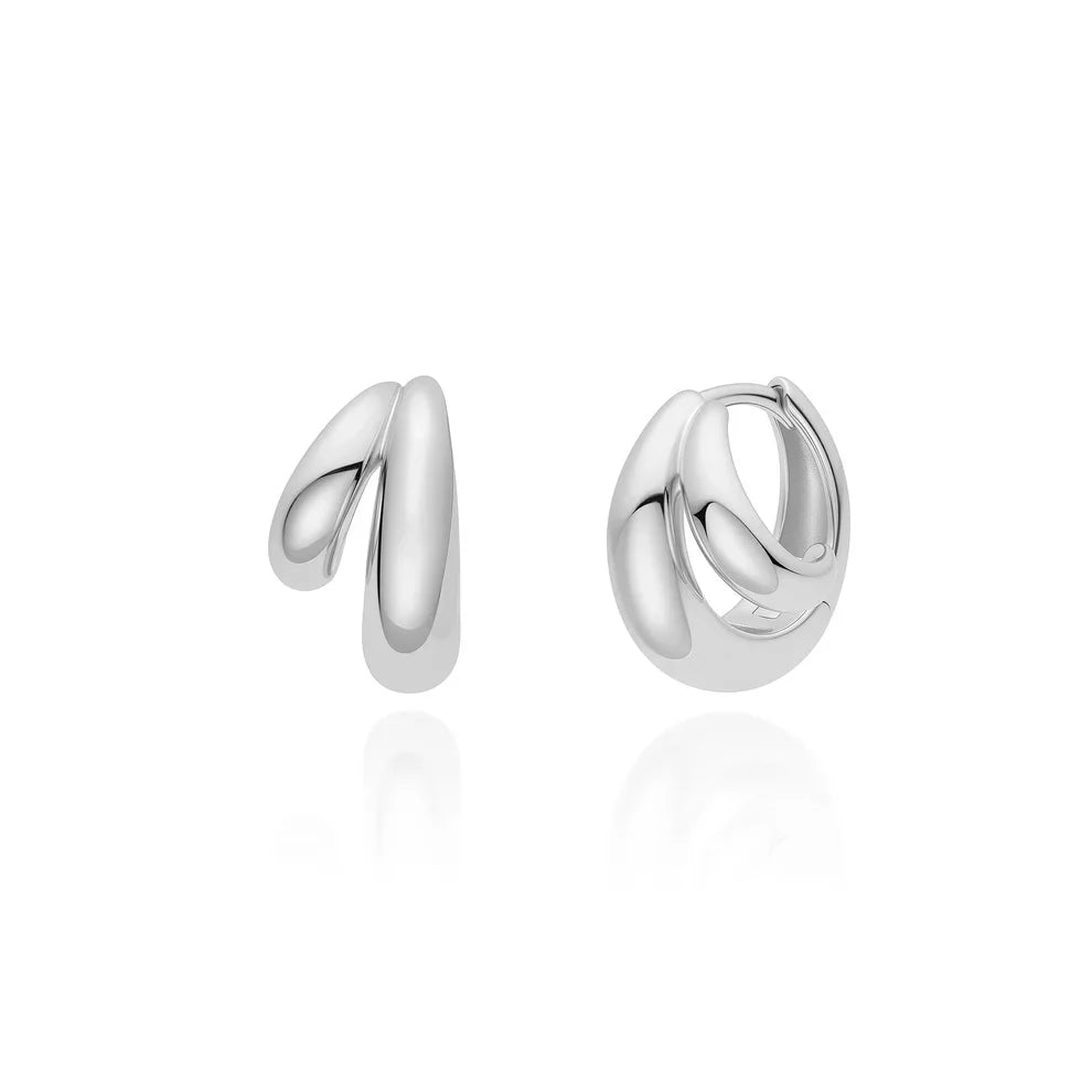 Sterling Silver Dome Huggie Hoop Earrings