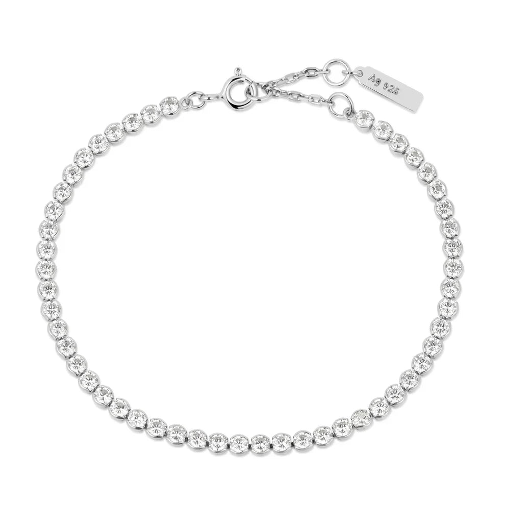 Sterling Silver Row Bezel Set Bracelet