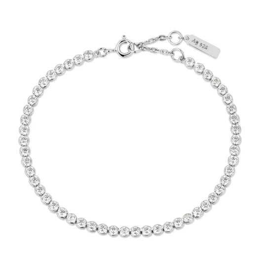 Sterling Silver Row Bezel Set Bracelet