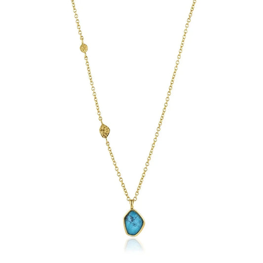 Gold Plated Turquoise Pendant Necklace