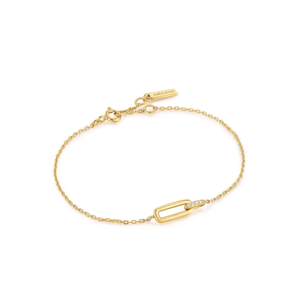 Gold Plated Glam Interlock Bracelet