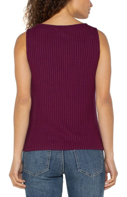 Sleeveless High Boatneck Knit Top