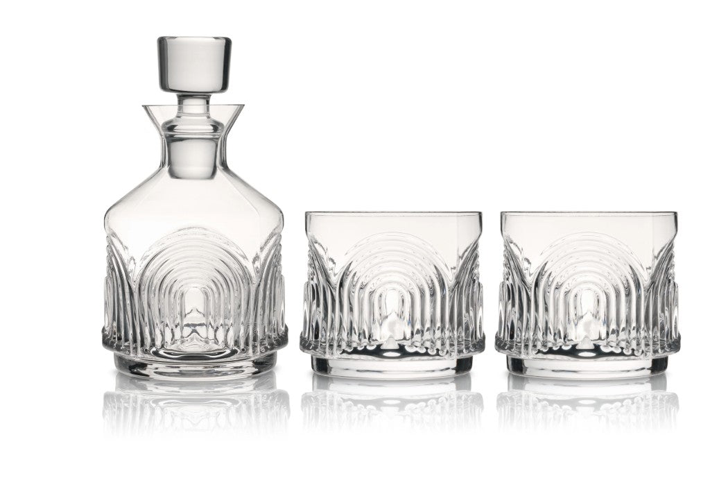 3 Piece Deco Beau Crystal Stacking Decanter Set