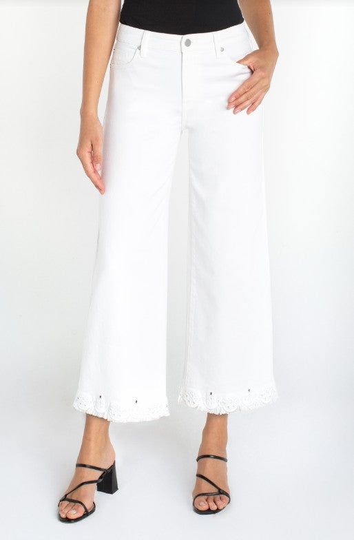Stride Crop Wide Leg w/ Embroidered Hem