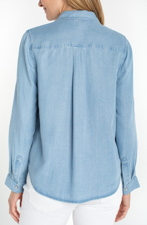 Denim Long Sleeve Shirt w/ Pockets