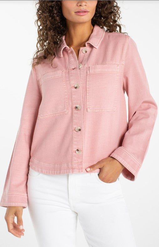 High/Low Misty Blush Denim Shacket
