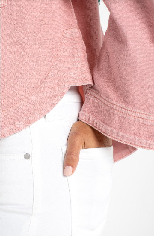 High/Low Misty Blush Denim Shacket