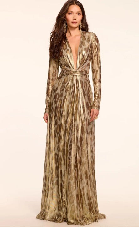 Martini Printed Plunging Gown