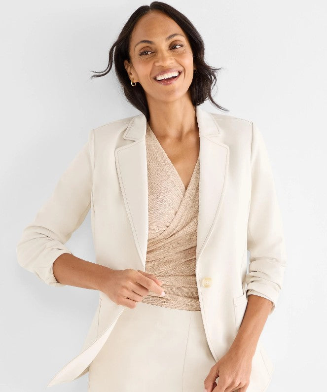 Sleek Stretch Accent Stitch Blazer