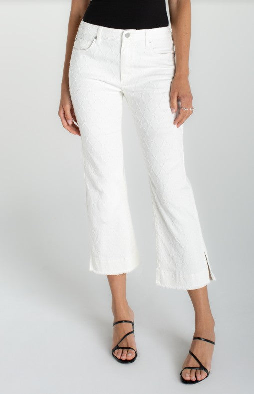 Hannah Crop Flare with Wide Fray Hem and Slit