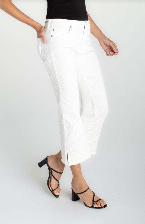 Hannah Crop Flare with Wide Fray Hem and Slit
