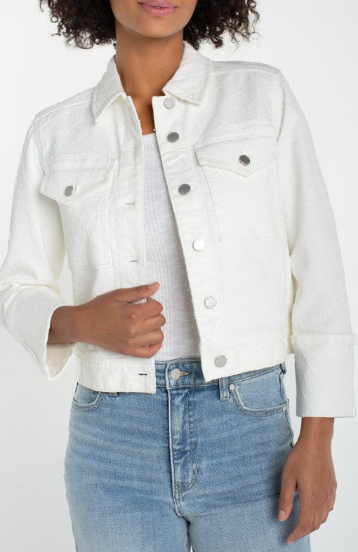 Cropped Jacket with Bracelet Length Cuffed Sleeve