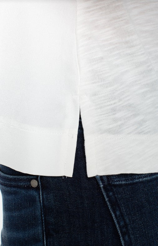 Sleeveless V-Neck Woven-to-Knit Top