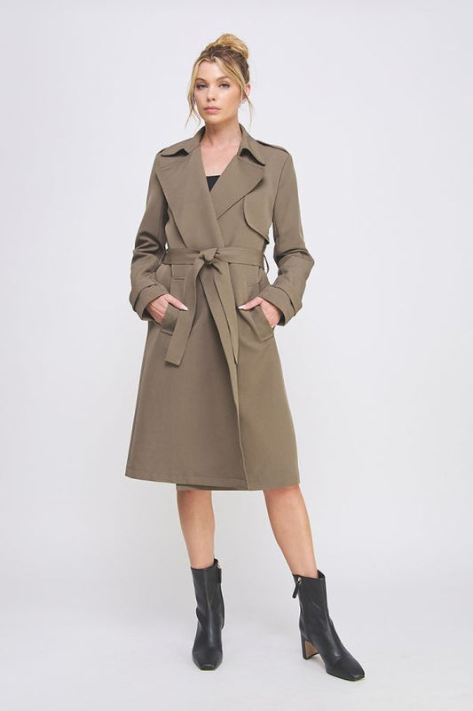 Long Open Front Trench Coat