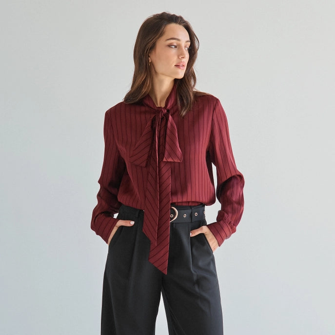 Tie Neck Satin Blouse