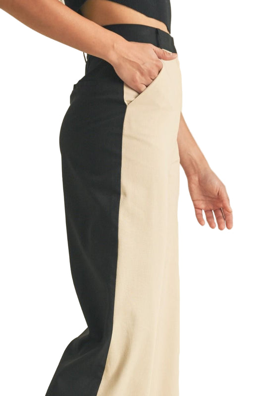 Linen Color Block Trouser