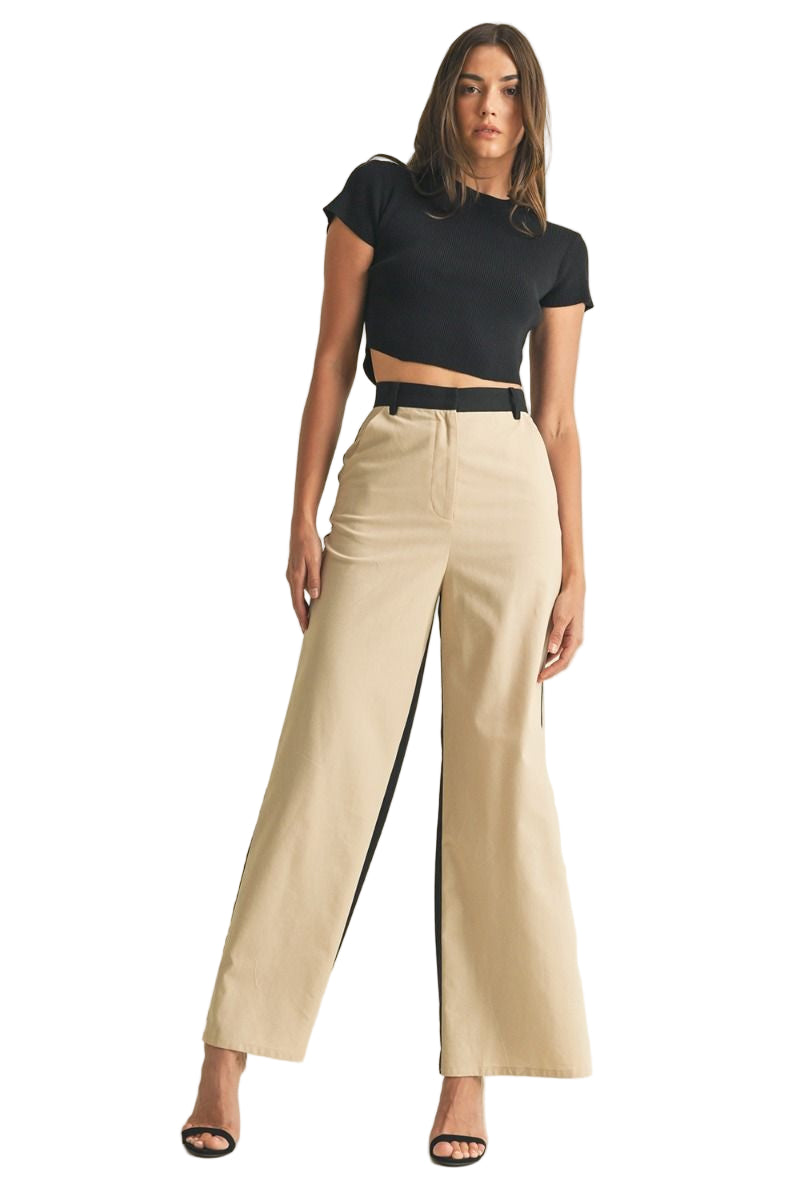 Linen Color Block Trouser