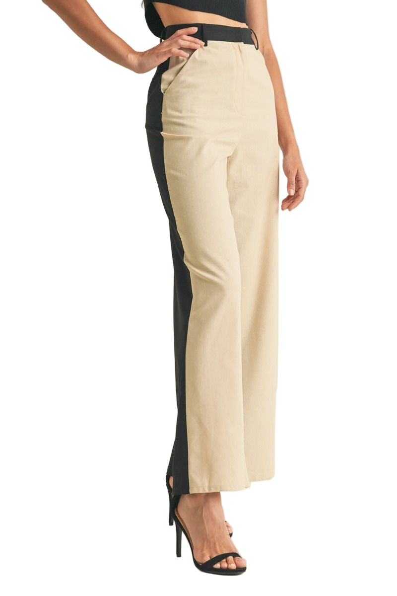 Linen Color Block Trouser