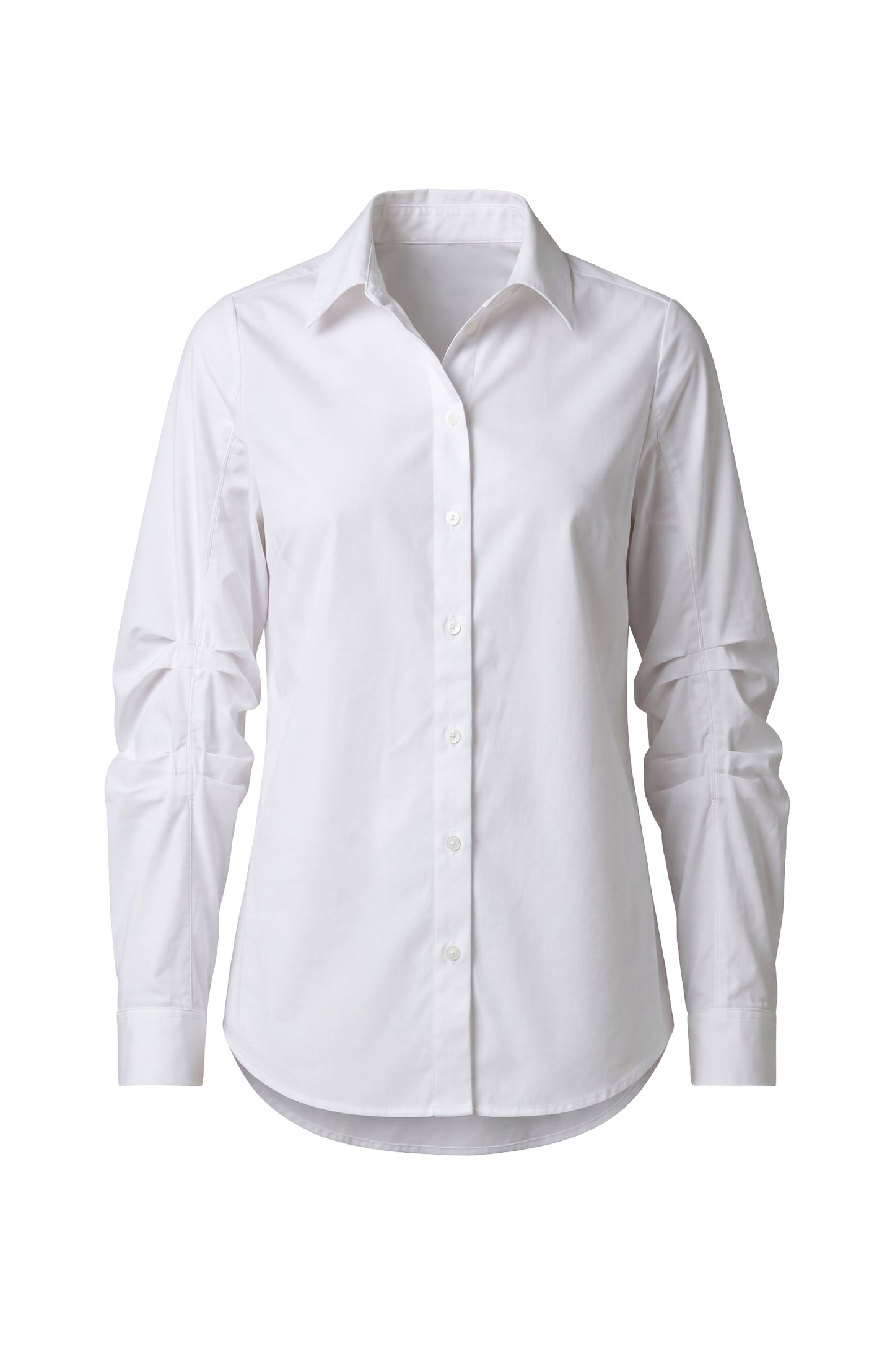 Long Pleated Sleeve Button Front Knit Shirt