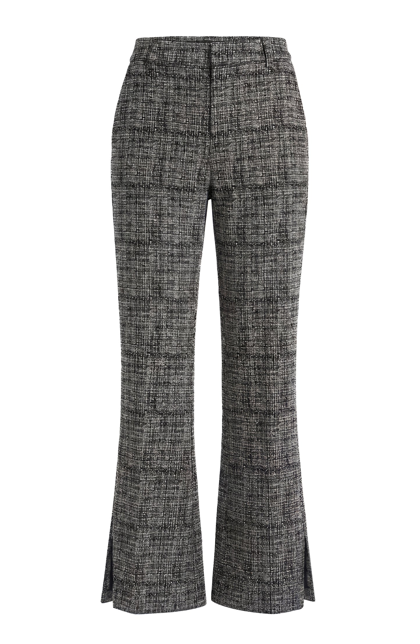 Mid Rise Ankle Flare Trousers With Slit Hem